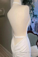 Halter Open Back Mermaid Long Wedding Dress