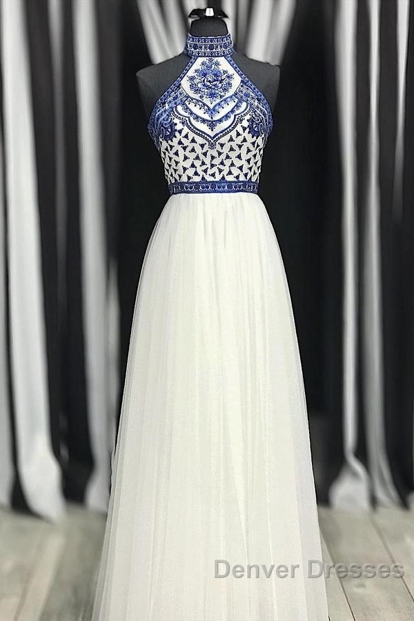 Halter Scoop Neck Tulle Floor-Length Prom Dress Secondary image