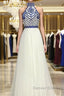 Halter Scoop Neck Tulle Floor-Length Prom Dress
