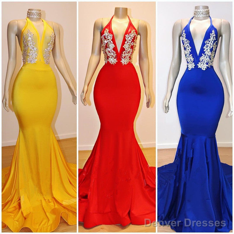 Halter V-neck Appliques Mermaid Long Eveing Gowns Secondary image