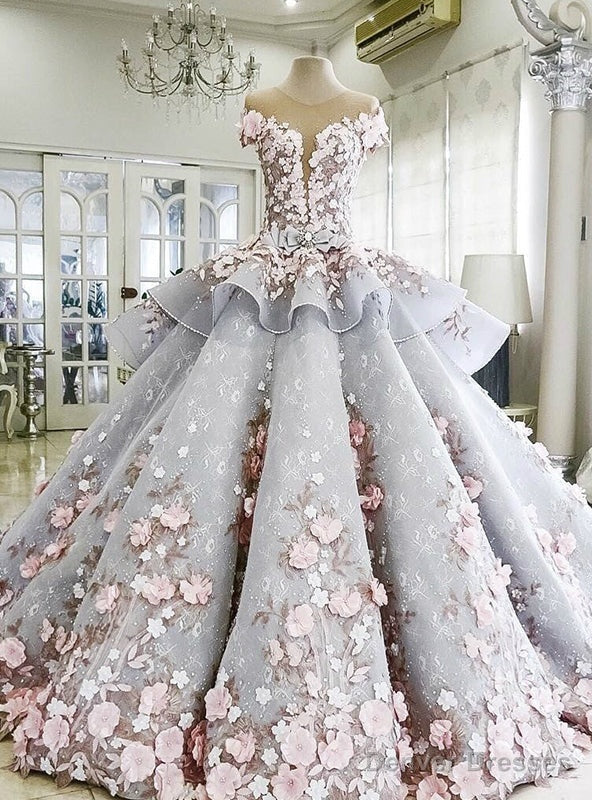 Haute Couture Ball Gown Blue Appliques Wedding Dress Main image