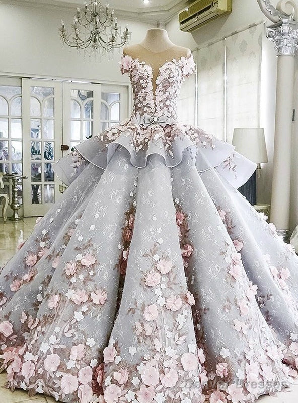 Haute Couture Ball Gown Blue Appliques Wedding Dress Main image