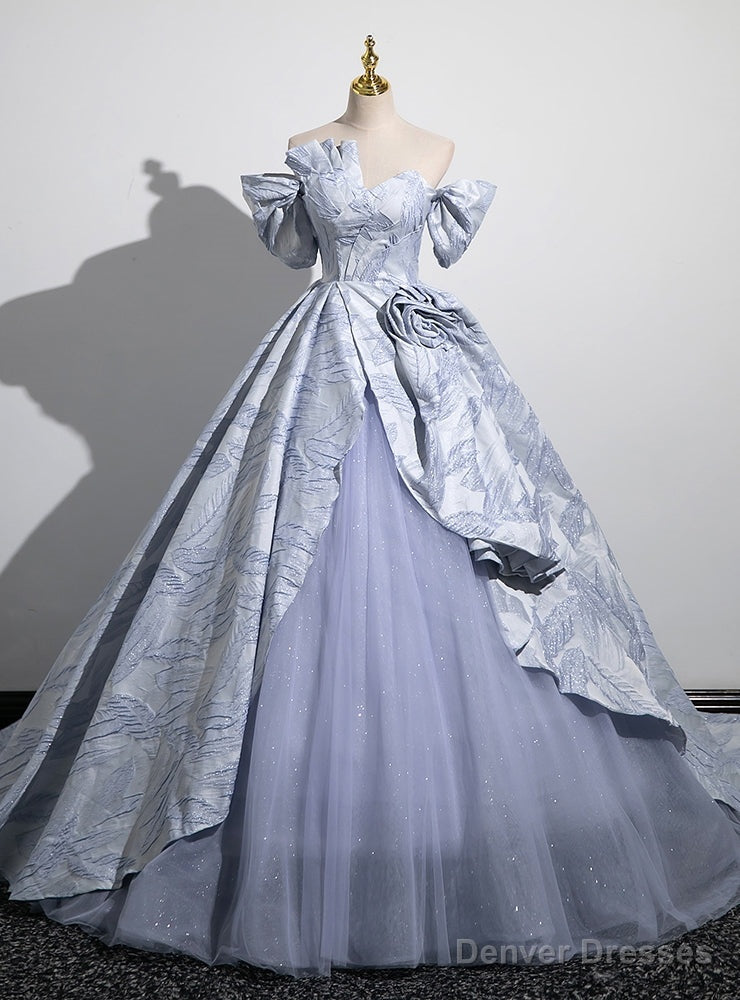 Haze Blue Tulle Off the Shoulder Quinceanera Dress Main image