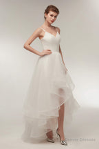 High Low Spaghetti Straps Minimalist Design Wedding Dresses