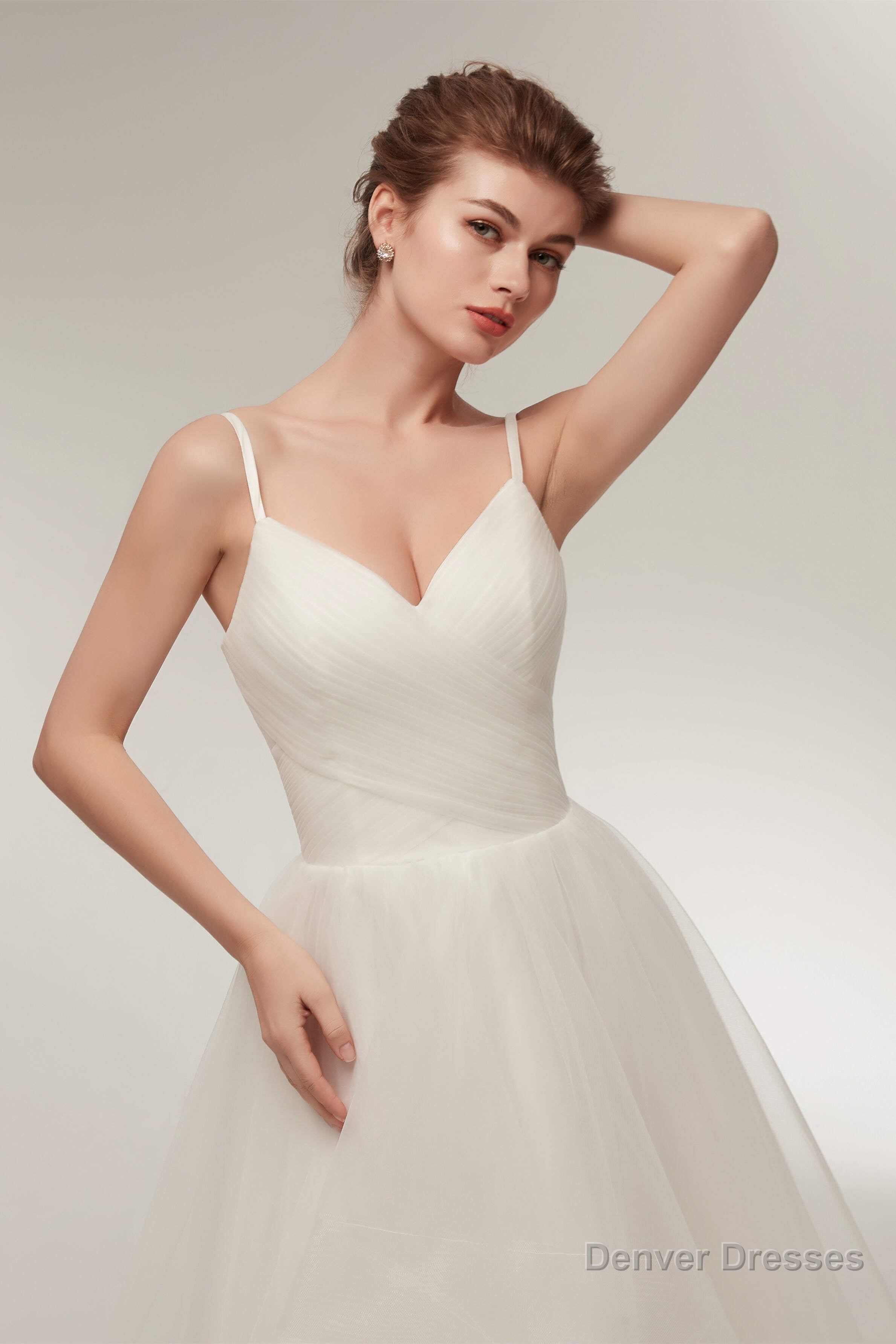 High Low Spaghetti Straps Minimalist Design Wedding Dresses
