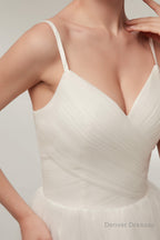 High Low Spaghetti Straps Minimalist Design Wedding Dresses