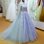 High Neck Long Sleeves Muslim Arabic Wedding Dresses  Vintage