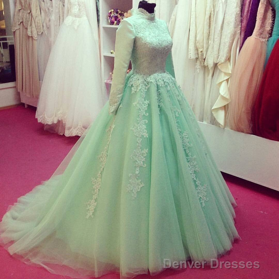 High Neck Long Sleeves Muslim Arabic Wedding Dresses  Vintage Main image