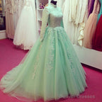 High Neck Long Sleeves Muslim Arabic Wedding Dresses  Vintage