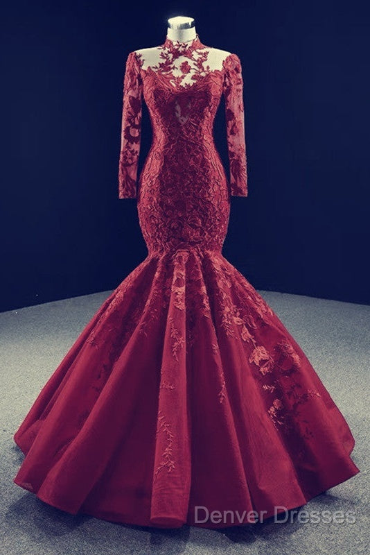 High Neck Mermaid Evening Dress Lace Sleeves Secondary image