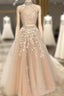 High Neck Open Back Tulle Prom Dress Two Piece Quinceanera Dress Ball Gowns