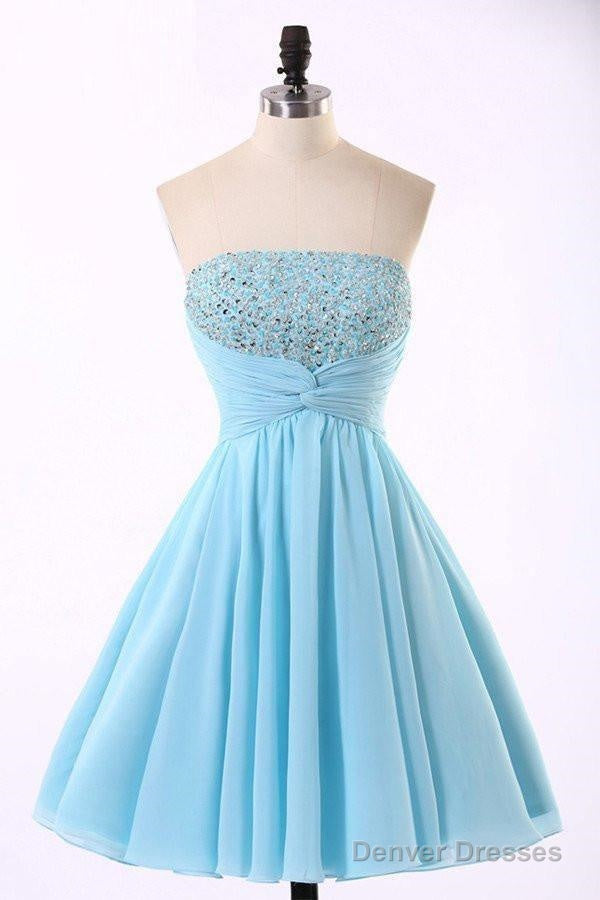 High Quality Chiffon Light Blue Homecoming Dresses Main image