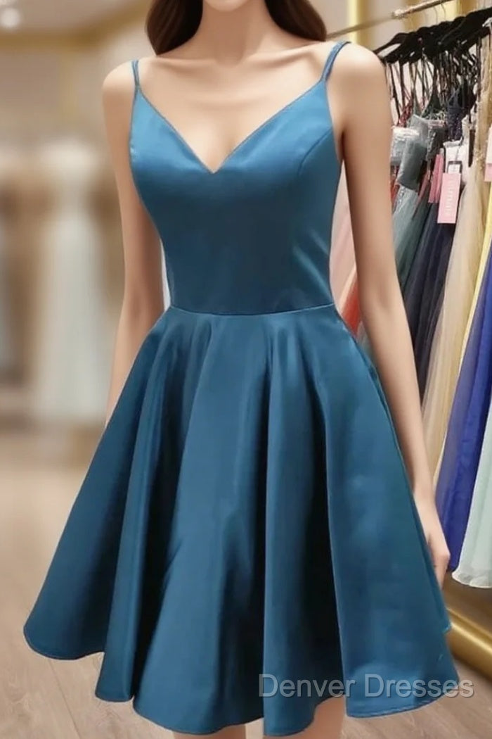Homecoming Dress Simple V Neck Satin Short Bridesmaid Dress Main image