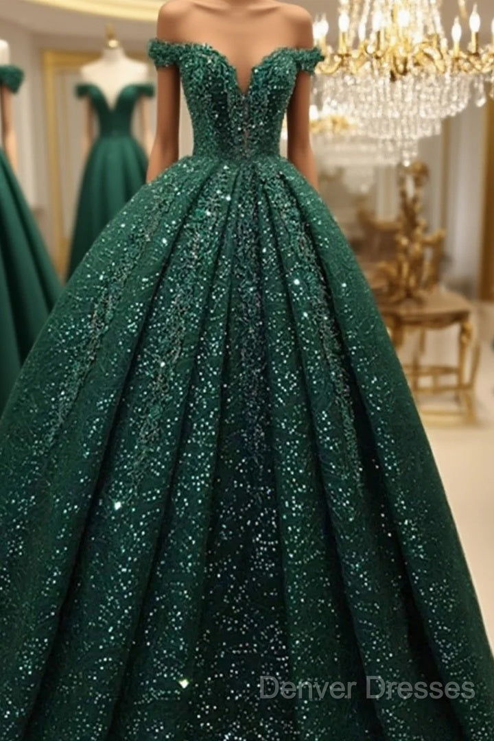 Hot Appliques Ball Gown Dark Green Wedding Dress Sequin Quinceanera Dress Main image