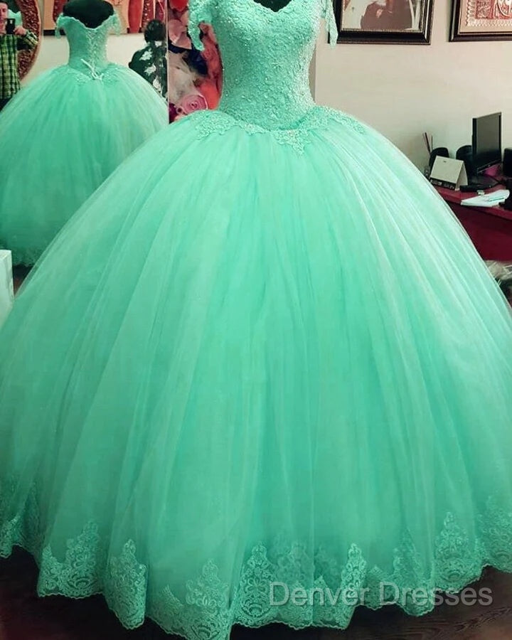 Hot Ball Gown Lace Quinceanera Dress Tulle Appliques Off Shoulder Party Dress Secondary image