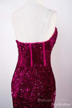 Hot Fuchsia Sequin Mermaid Prom Evening Dress Sweetheart