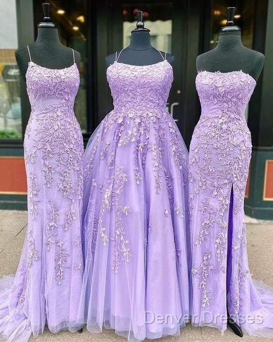 Hot Lace Violet Purple Lace Prom Dress Sleeveless Long School Dance Dress Secondary image