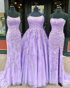 Hot Lace Violet Purple Lace Prom Dress Sleeveless Long School Dance Dress