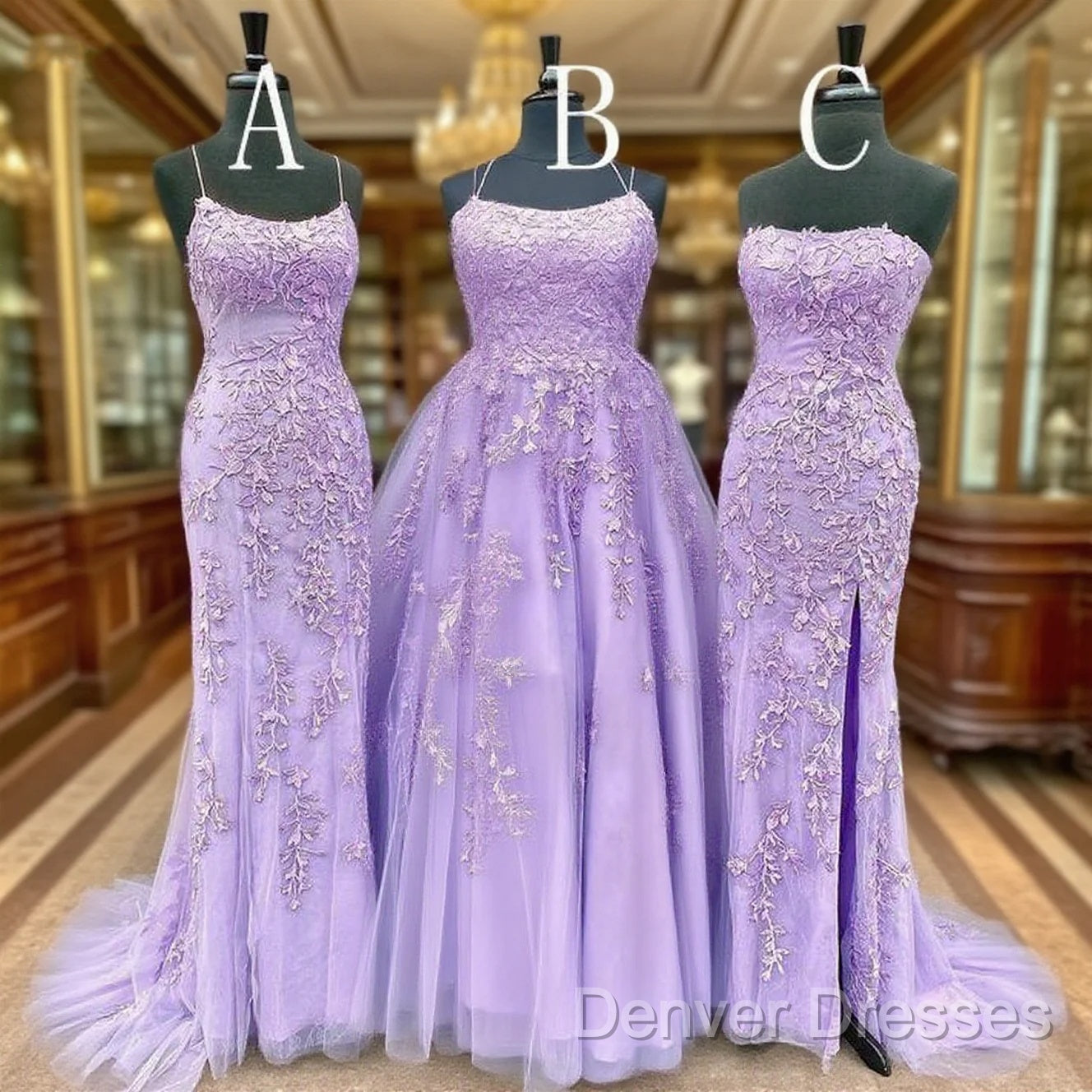 Hot Lace Violet Purple Lace Prom Dress Sleeveless Long School Dance Dress Main image