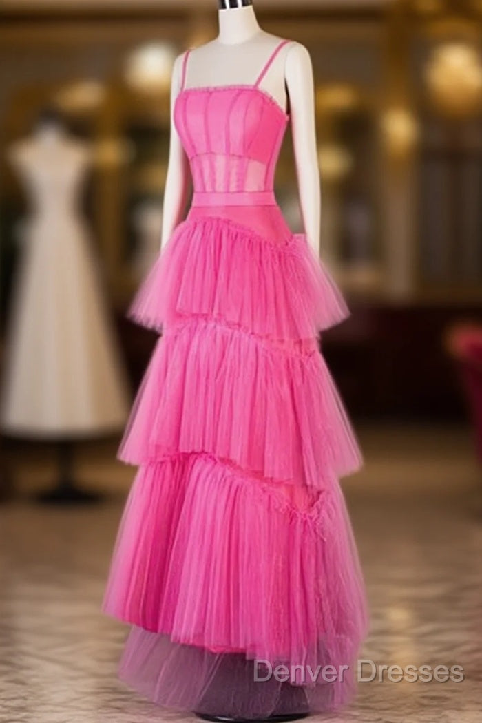 Hot Pink High Low Prom Dress, Hot Pink High Low Formal Graduation Dress Main image
