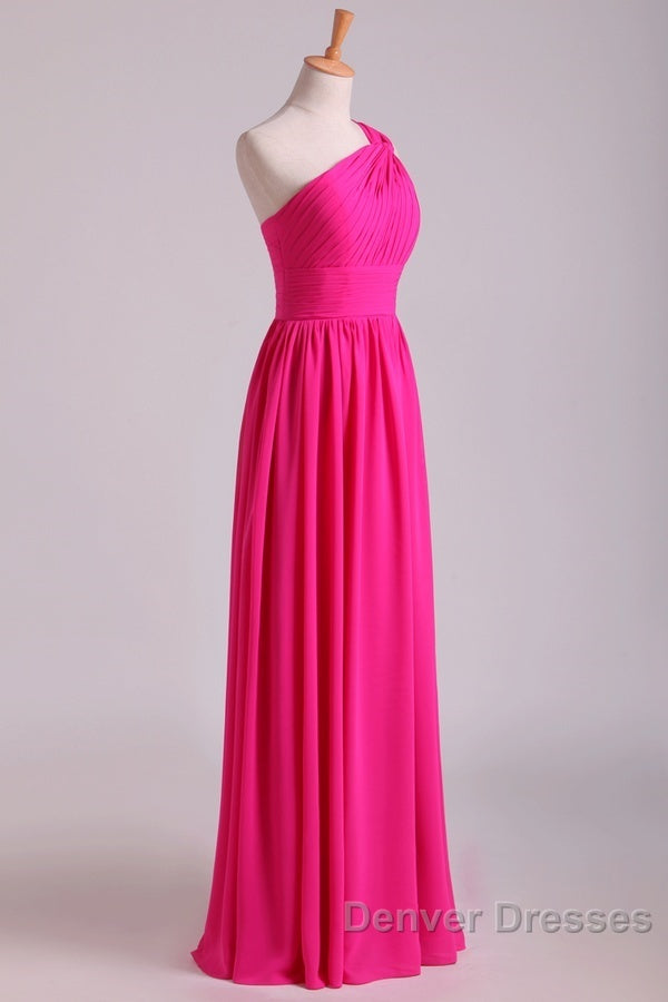 Hot Pink One Shoulder Pleated Bridesmaid Dress Secondary image