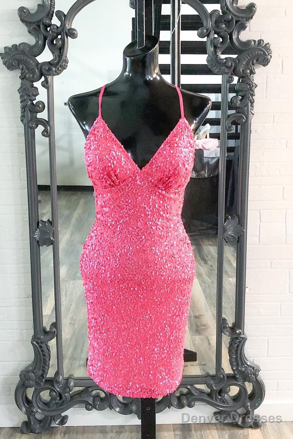 Hot Pink Sequins Boydcon Mini Party Dress Club Dress Main image