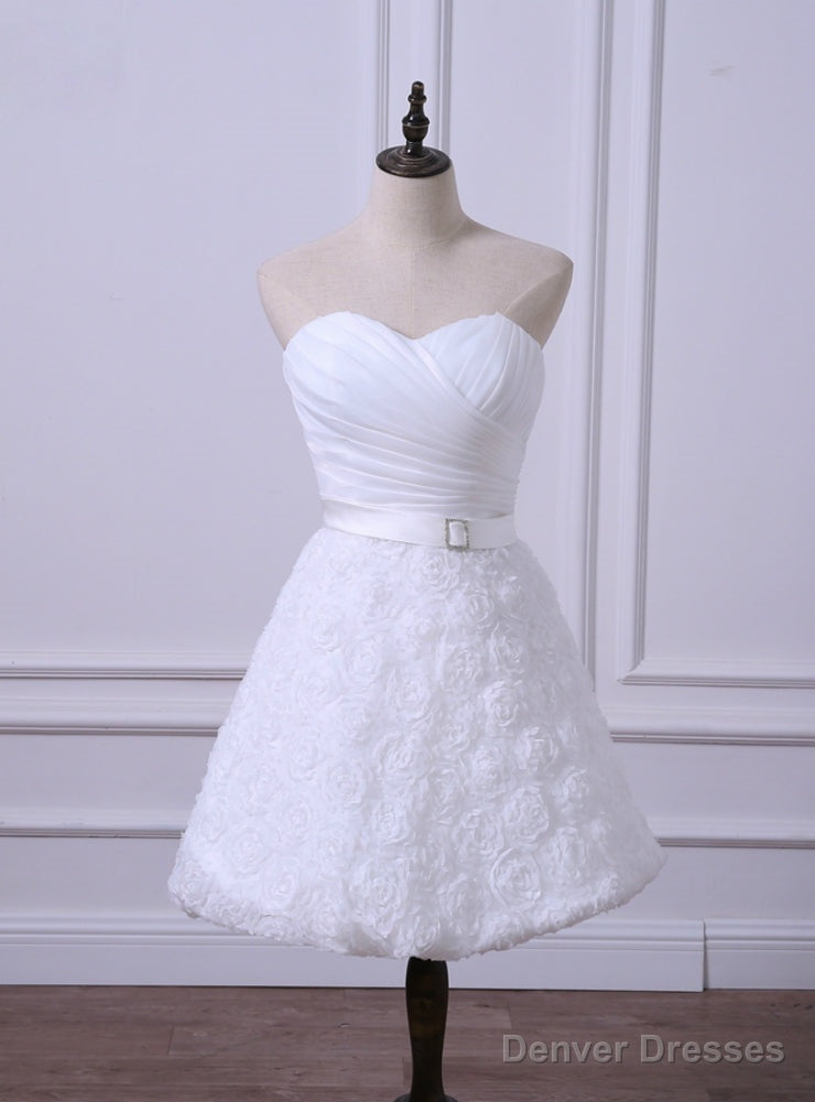 Hot Sale Short Wedding Reception Dresses Cheap White/Ivory Bridal Gown Main image