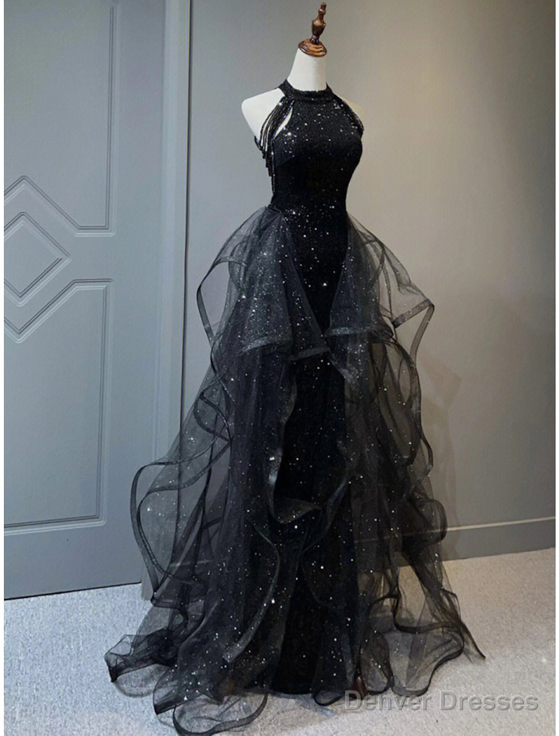 A-Line Prom Black Dress Vintage Dress Wedding Party Birthday Sweep Main image