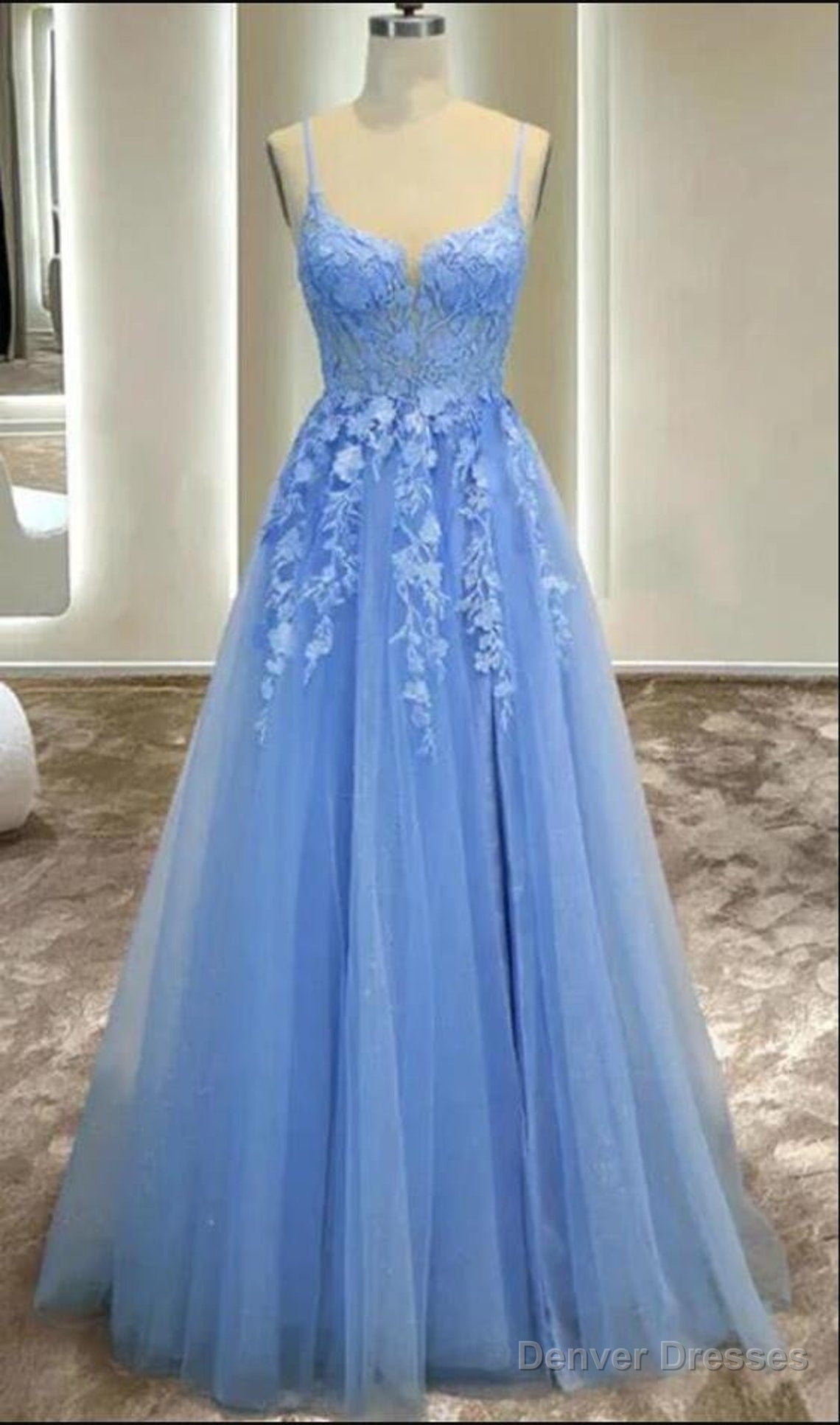 Light Blue Girls Formal Dress A line Long Party Prom Dresses Main image