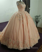 Illusion Neckline Tulle And Satin Ball Gowns Wedding Dress Lace Embroidery