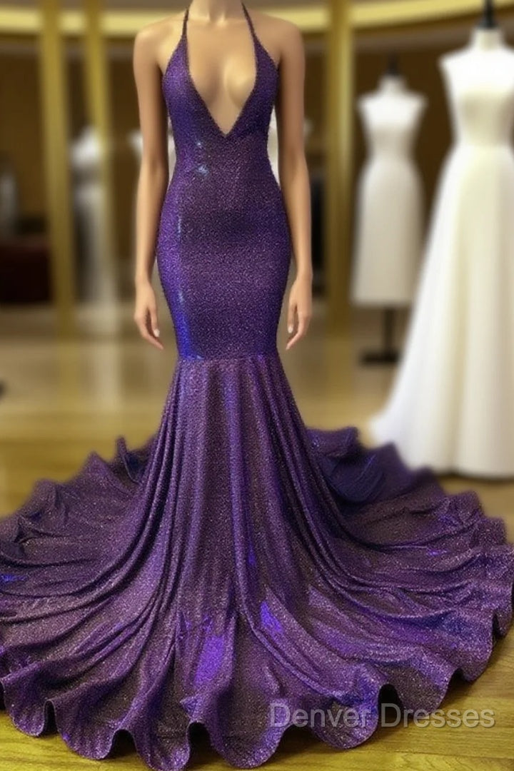 Iridescent Prom Dress Mermaid V-Neck Open Back Main image