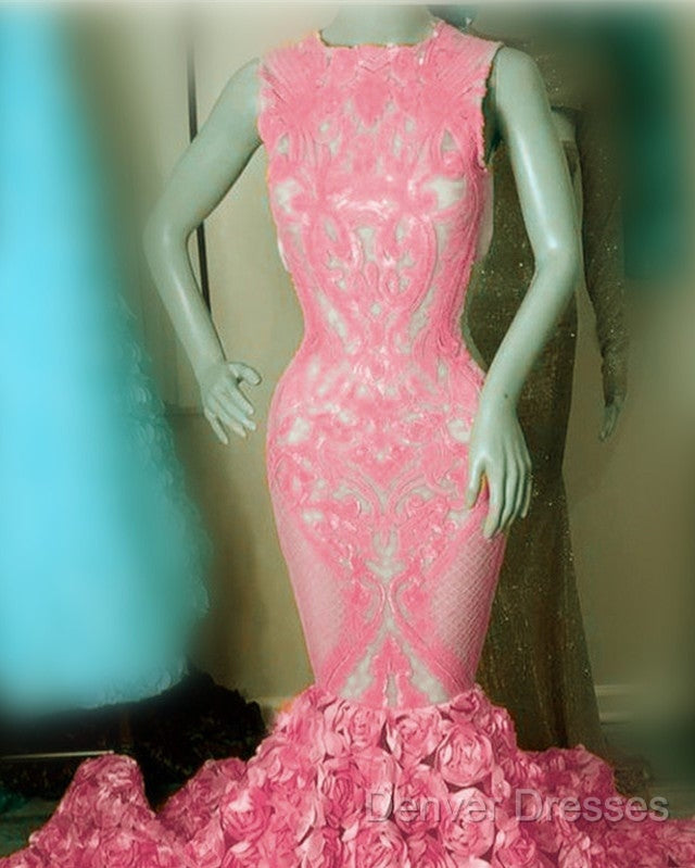 Iridescent Sequins Pink Rosette Mermaid Prom Dress Secondary image