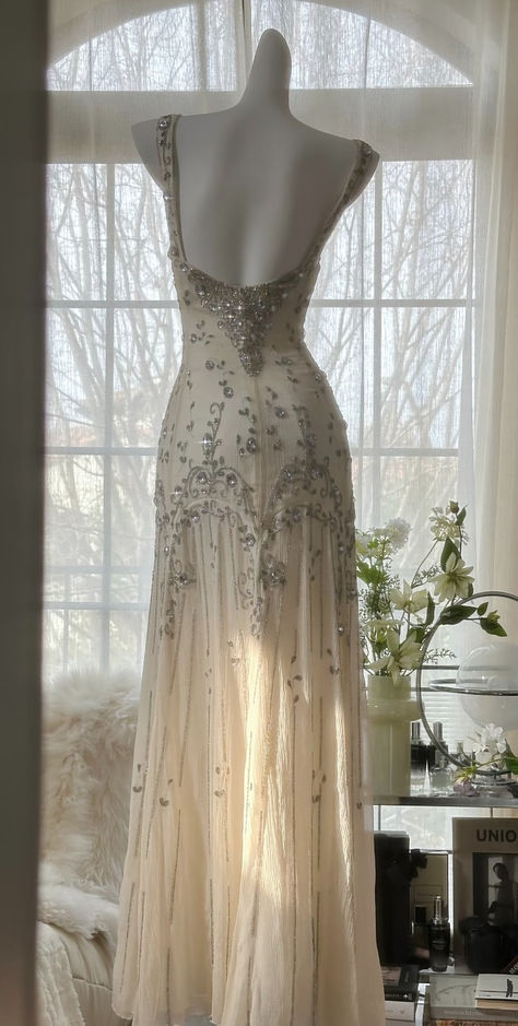 Ivory A Line Straps Beaded Chiffon Long Prom Dress Graduation Prom Dress Secondary image