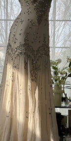 Ivory A Line Straps Beaded Chiffon Long Prom Dress Graduation Prom Dress