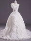 Ivory Ball Gown One-Shoulder Flower Court Train Wedding Dress