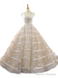 Ivory Ball Gown V-neck Backless Train Appliques Wedding Dress