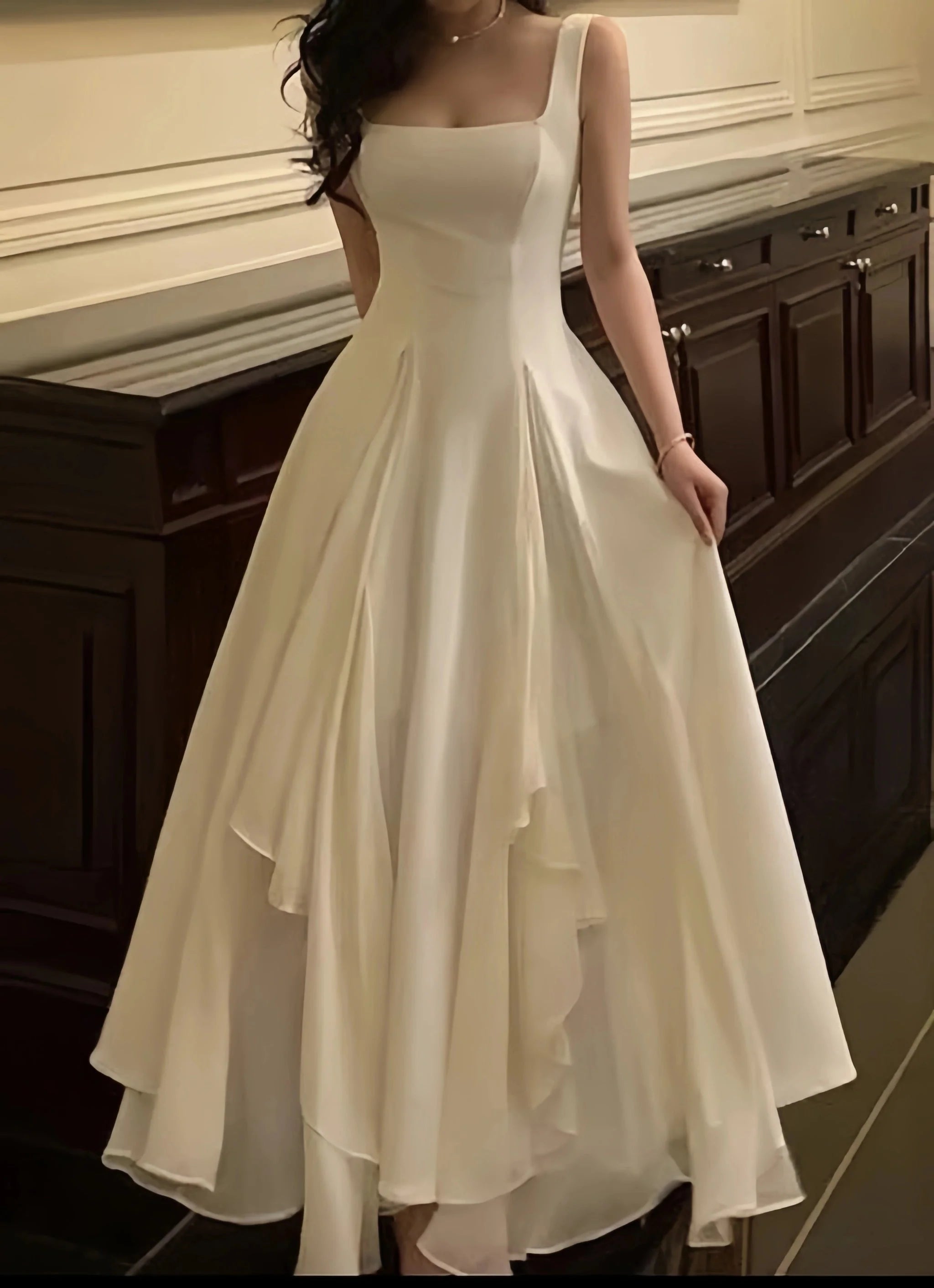 Ivory Chiffon Prom Dress, Simple Party Dress, A-Line Evening Formal Dress Secondary image