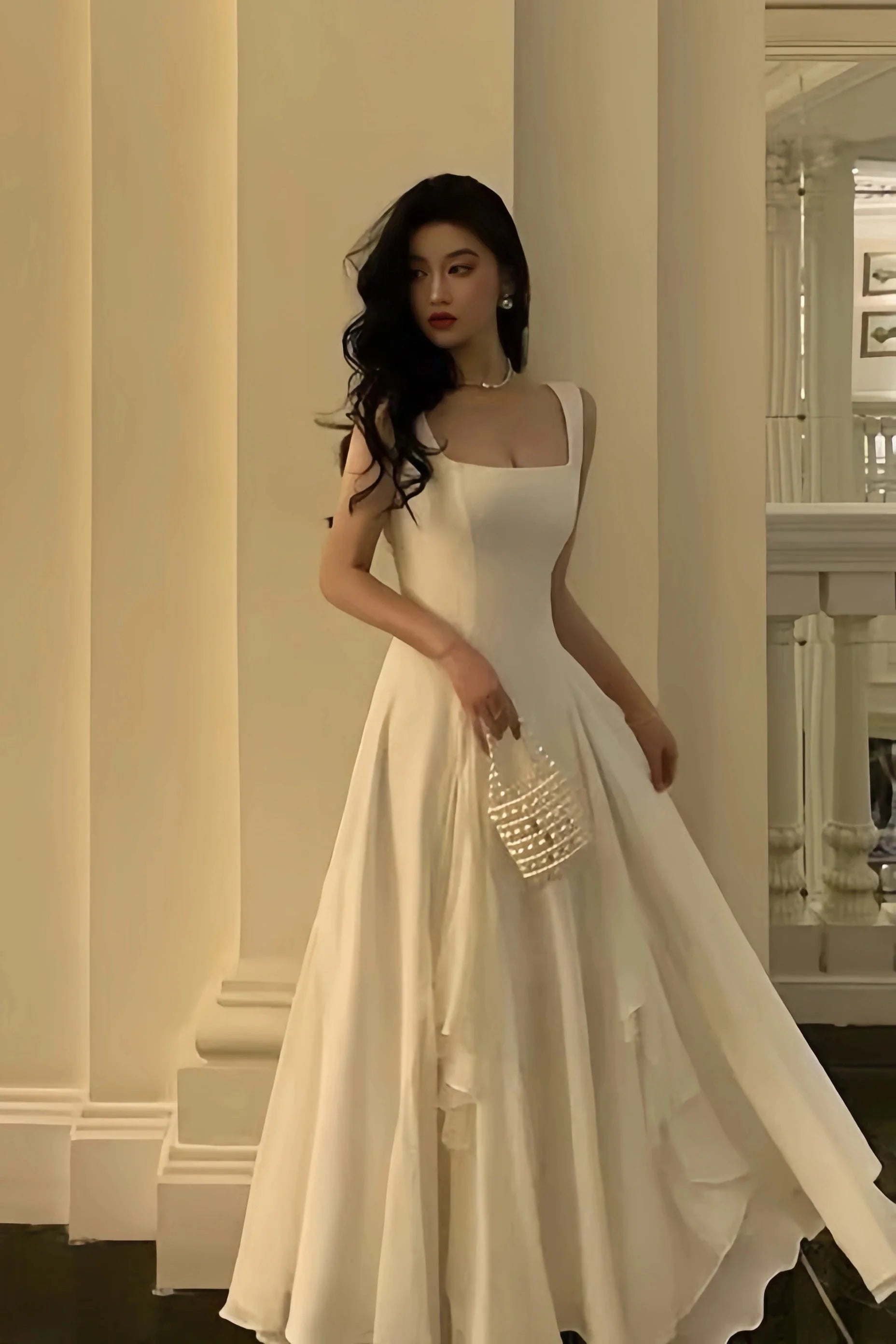 Ivory Chiffon Prom Dress, Simple Party Dress, A-Line Evening Formal Dress