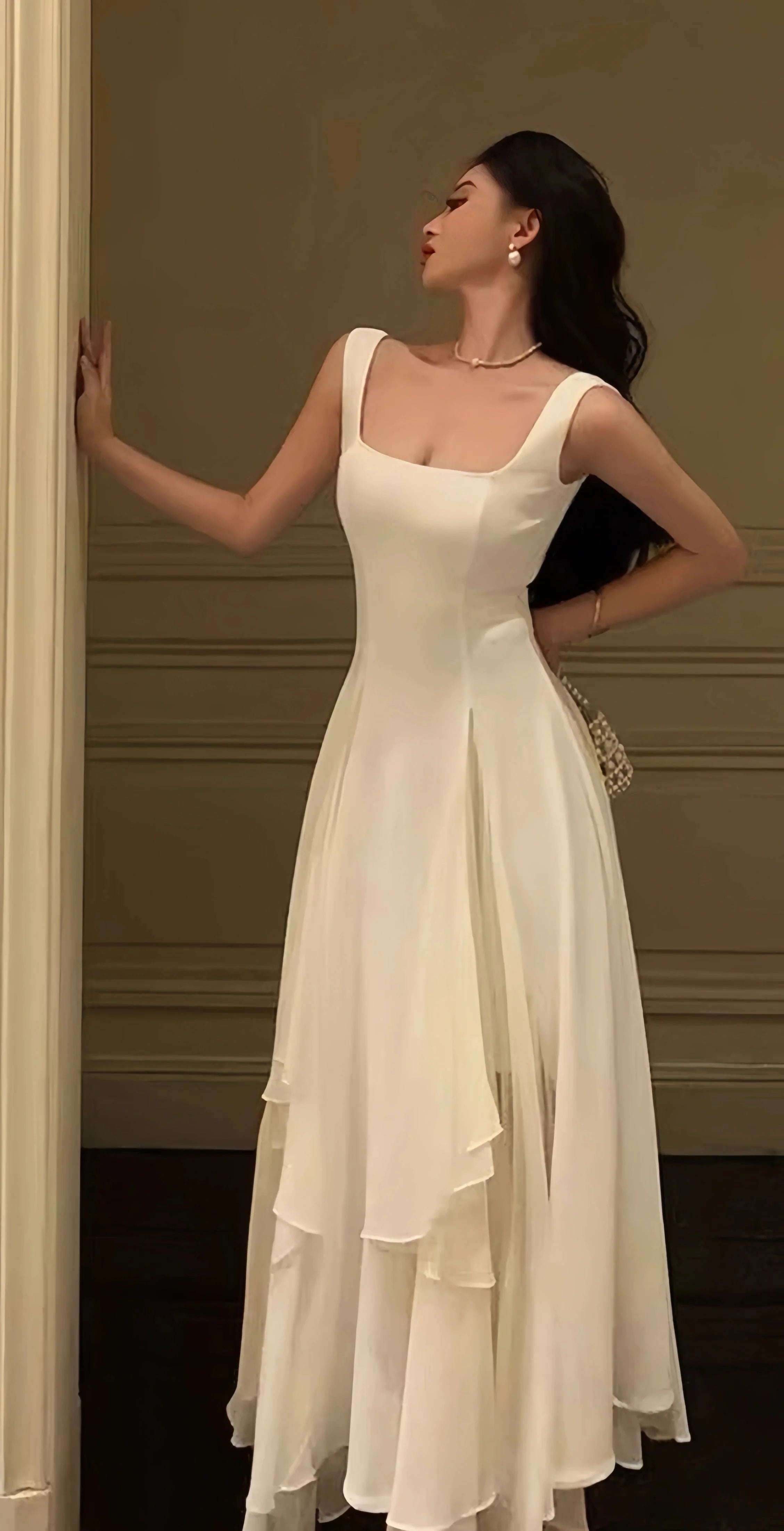 Ivory Chiffon Prom Dress, Simple Party Dress, A-Line Evening Formal Dress