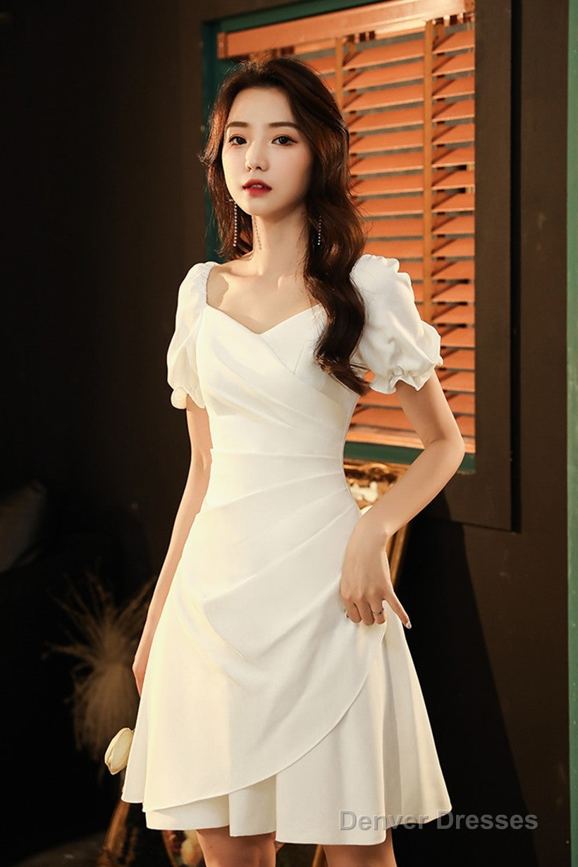 Ivory Chiffon Short Party Dress Graduation Dress, Short Formal Dress Prom Dress