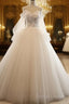 Ivory Flowers And Lace Applique Tulle Sweet 16 Dress, Long Formal Gown