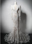 Ivory Lace Mermaid Long Sleeves Formal Dress, Lace Wedding Party Dress