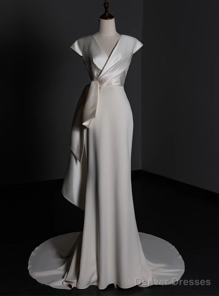 Ivory Mermaid Satin Backless Wedding Dress