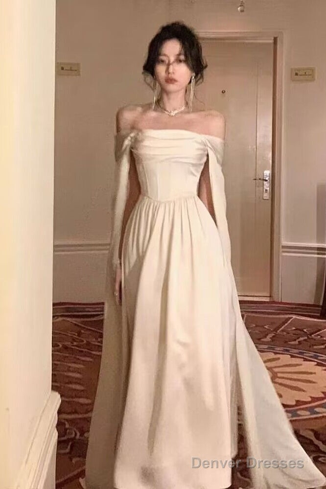 Ivory Satin Long Prom Dresses Evening Party Dresses Secondary image