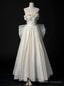 Ivory Satin Strapless Pleats Flower Wedding Dress
