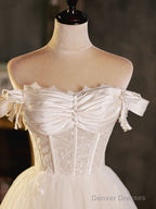 Ivory Sweetheart Neck Tulle Lace Short Prom Dress Tulle Homecoming Dress