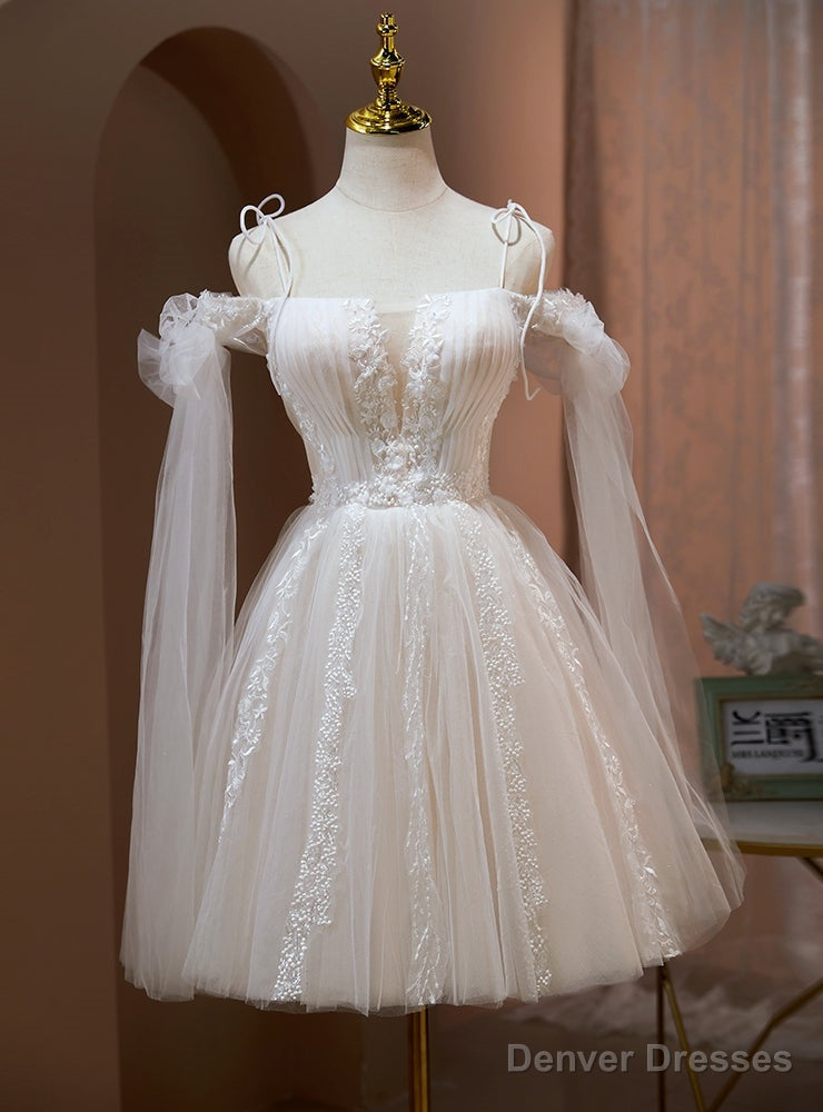 Ivory Tulle Appliques Homecoming Dress Main image