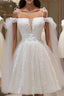 Ivory Tulle Knee Length With Lace Short Prom Dress, Cute Ivory Party Dress