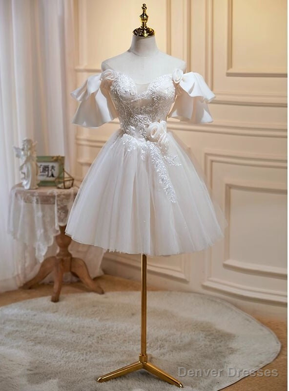 Ivory Tulle Off the Shoulder Appliques Homecoming Dress Main image