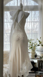 Ivory White Elegant Fashion Exquisite Floral Beading Long Chiffon Ball Gown Evening Dress Party Dress